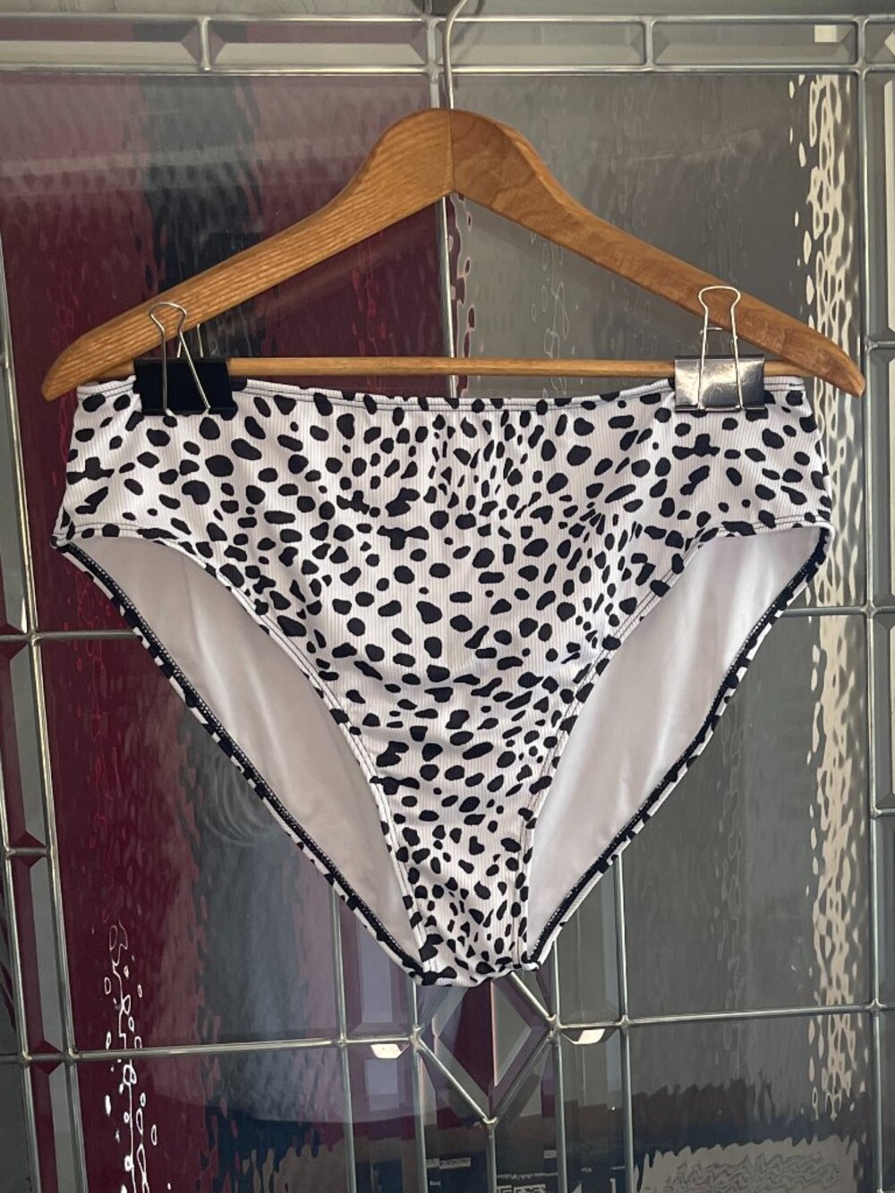 Shein Bikini Bottom Swim White & Black Stretch Sz 2XL NWOT Animal Print